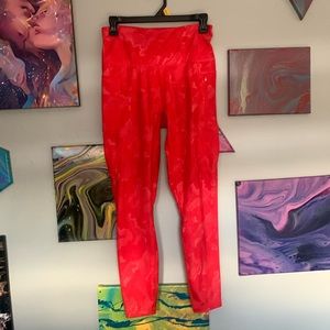 Bright red Reebok leggings